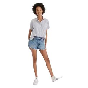 Madewell Shorts Denim Distressed Button Fly Cut Off New 24 Relaxed